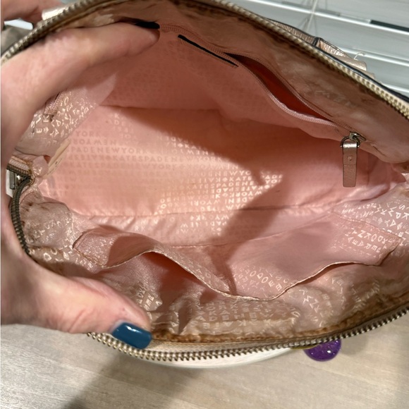 Kate Spade Metallic Gold Satchel with Purple Charm - Picture 4 of 8